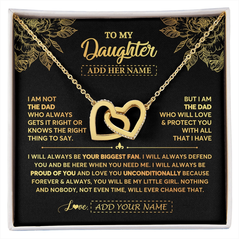Interlocking Hearts Necklace 18K Yellow Gold Finish | 1 | Personalized To My Daughter Gifts Necklace From Dad Father Meaningful Family Jewelry Birthday Gifts For Daughter Christmas Custom Gift Box Message Card | https://siriusteestore.