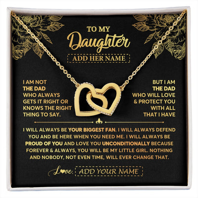 Interlocking Hearts Necklace 18K Yellow Gold Finish | 1 | Personalized To My Daughter Gifts Necklace From Dad Father Meaningful Family Jewelry Birthday Gifts For Daughter Christmas Custom Gift Box Message Card | https://siriusteestore.