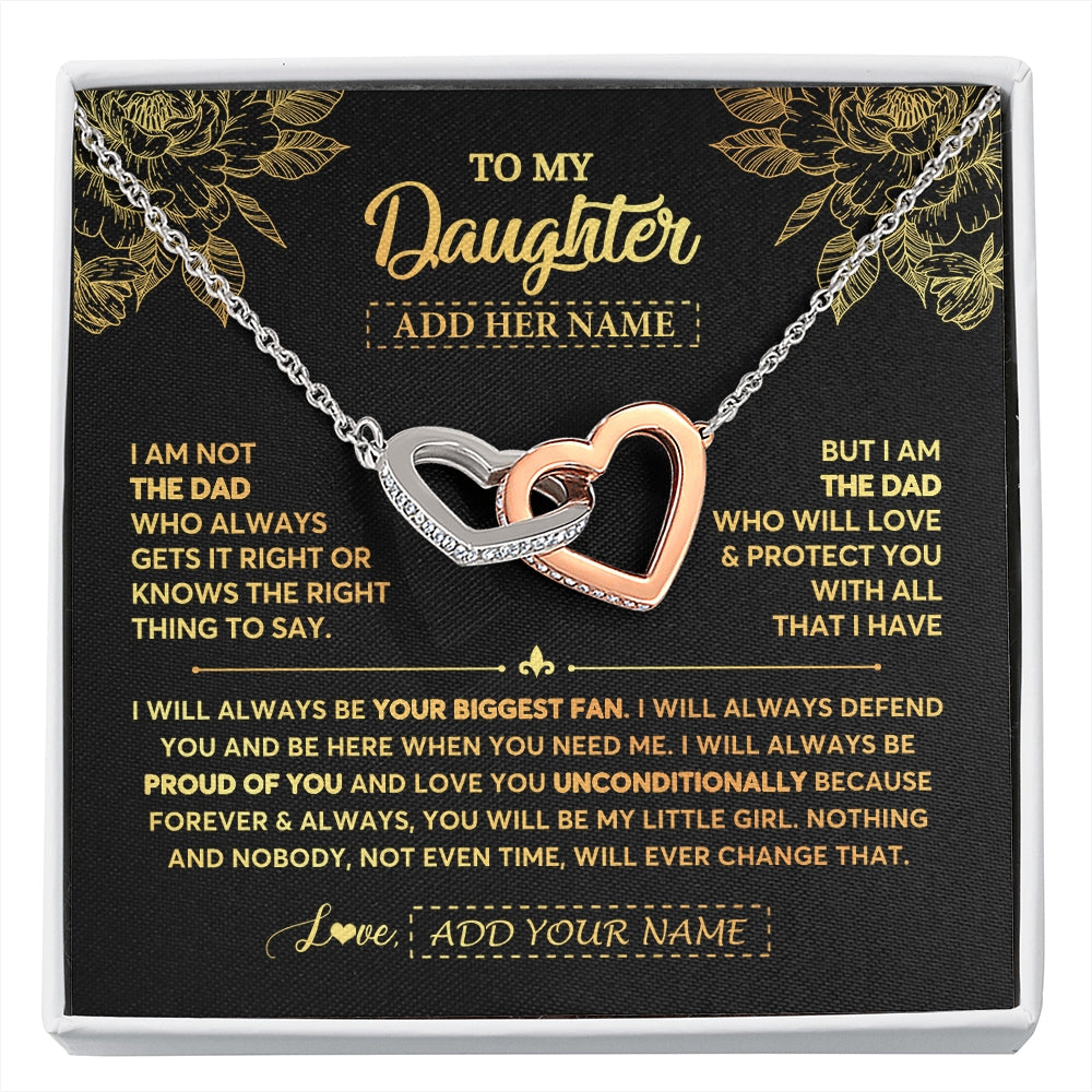 Interlocking Hearts Necklace Stainless Steel & Rose Gold Finish | 1 | Personalized To My Daughter Gifts Necklace From Dad Father Meaningful Family Jewelry Birthday Gifts For Daughter Christmas Custom Gift Box Message Card | https://siriusteestore.