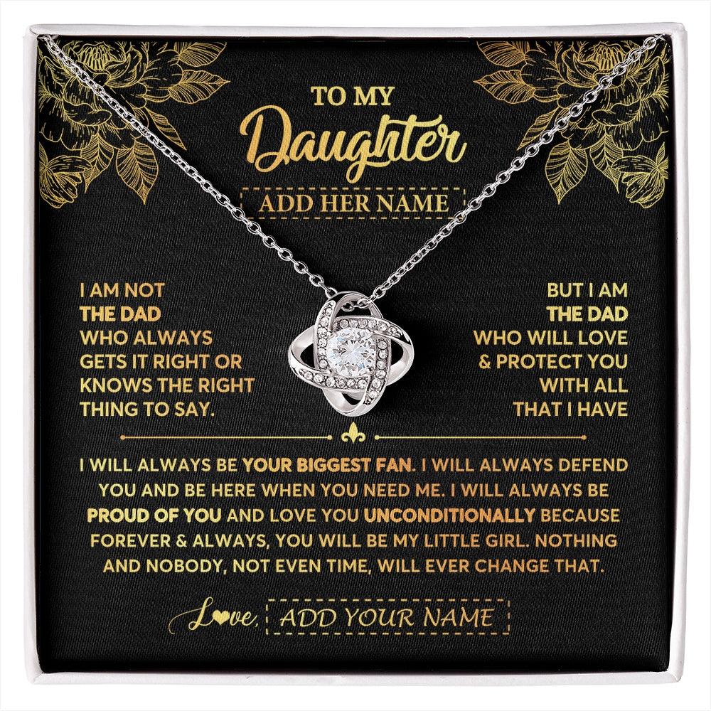 Love Knot Necklace 14K White Gold Finish | 1 | Personalized To My Daughter Gifts Necklace From Dad Father Meaningful Family Jewelry Birthday Gifts For Daughter Christmas Custom Gift Box Message Card | https://siriusteestore.