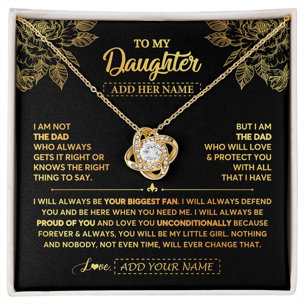 Love Knot Necklace 18K Yellow Gold Finish | 1 | Personalized To My Daughter Gifts Necklace From Dad Father Meaningful Family Jewelry Birthday Gifts For Daughter Christmas Custom Gift Box Message Card | https://siriusteestore.