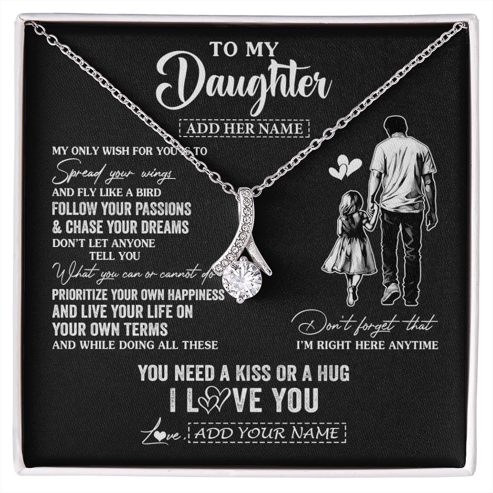 Alluring Beauty Necklace 14K White Gold Finish | 1 | Personalized To My Daughter Gifts Necklace From Dad Father My Only Wish For You Daughter Birthday Gifts Graduation Christmas Customized Gift Box Message Card | siriusteestore.myshopify