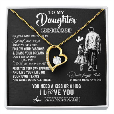 Forever Love Necklace 18K Yellow Gold Finish | 1 | Personalized To My Daughter Gifts Necklace From Dad Father My Only Wish For You Daughter Birthday Gifts Graduation Christmas Customized Gift Box Message Card | siriusteestore.myshopify