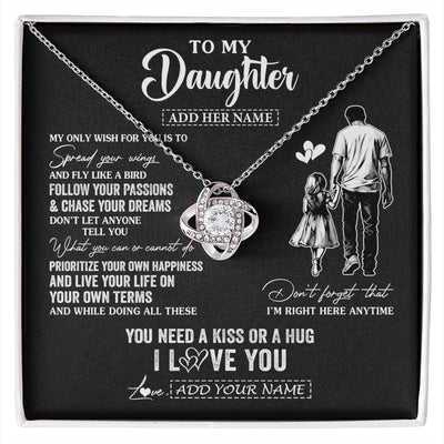 Love Knot Necklace 14K White Gold Finish | 1 | Personalized To My Daughter Gifts Necklace From Dad Father My Only Wish For You Daughter Birthday Gifts Graduation Christmas Customized Gift Box Message Card | siriusteestore.myshopify