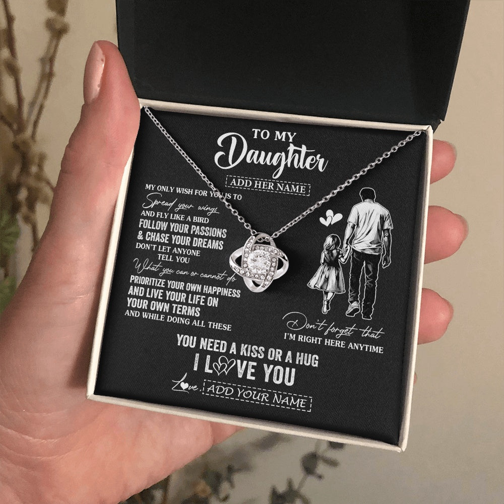 Love Knot Necklace 14K White Gold Finish | 2 | Personalized To My Daughter Gifts Necklace From Dad Father My Only Wish For You Daughter Birthday Gifts Graduation Christmas Customized Gift Box Message Card | siriusteestore.myshopify