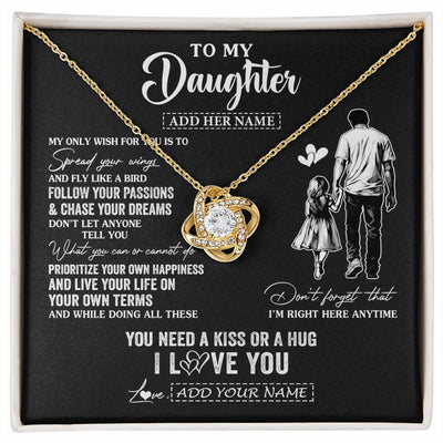 Love Knot Necklace 18K Yellow Gold Finish | 1 | Personalized To My Daughter Gifts Necklace From Dad Father My Only Wish For You Daughter Birthday Gifts Graduation Christmas Customized Gift Box Message Card | siriusteestore.myshopify