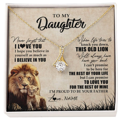Alluring Beauty Necklace 18K Yellow Gold Finish | Personalized To My Daughter Gifts Necklace From Dad Father Old Lion Daughter Jewelry Birthday Gifts Graduation Christmas Customized Gift Box Message Card | siriusteestore