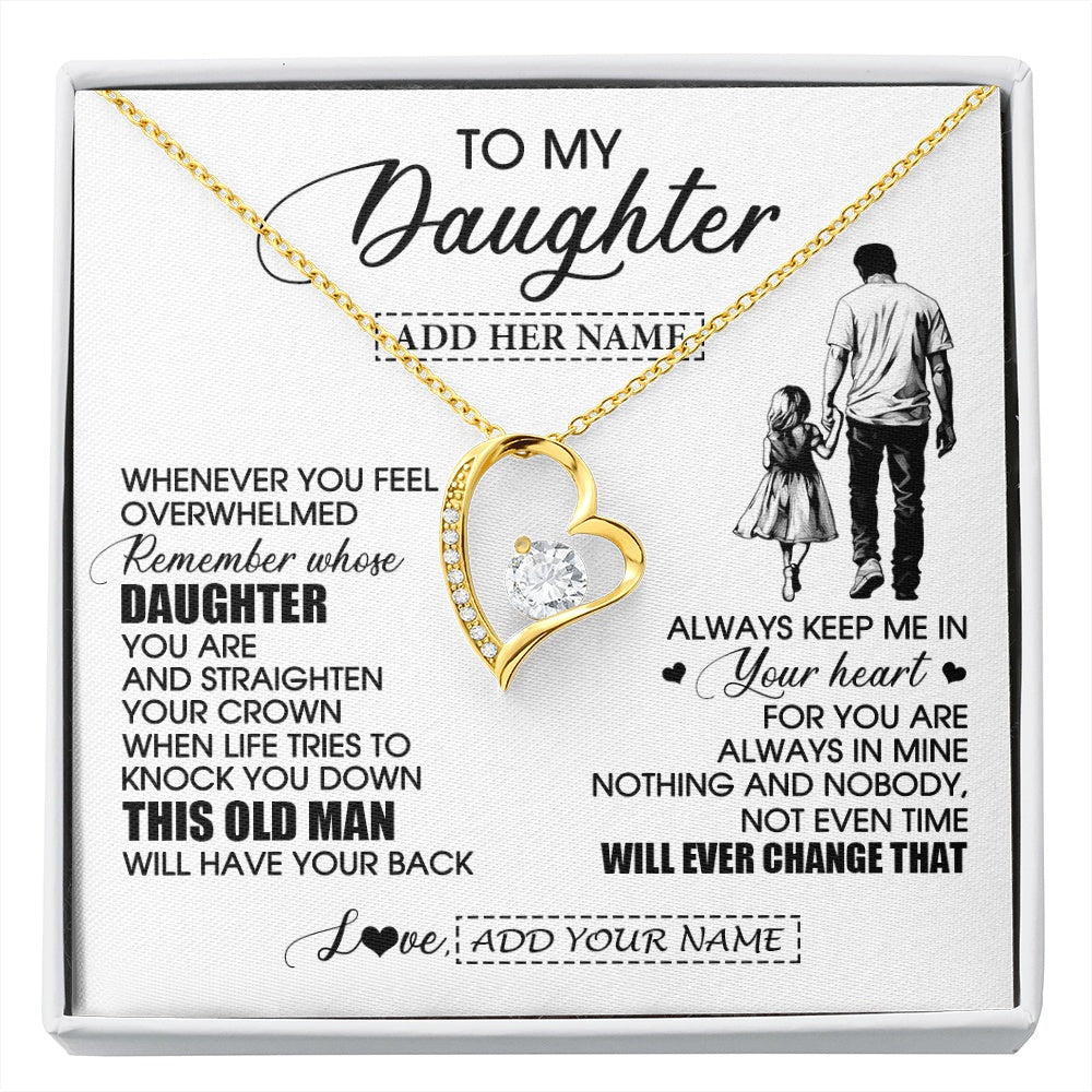 Forever Love Necklace 18K Yellow Gold Finish | 1 | Personalized To My Daughter Gifts Necklace From Dad Father Whenever Man Unique Birthday Gifts For Daughter Graduation Christmas Custom Gift Box Message Card | siriusteestore.myshopify