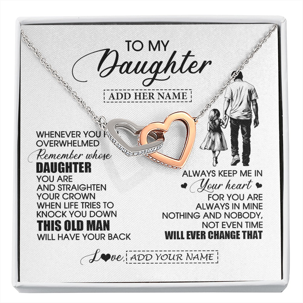 Interlocking Hearts Necklace Stainless Steel & Rose Gold Finish | 1 | Personalized To My Daughter Gifts Necklace From Dad Father Whenever Man Unique Birthday Gifts For Daughter Graduation Christmas Custom Gift Box Message Card | siriusteestore.myshopify