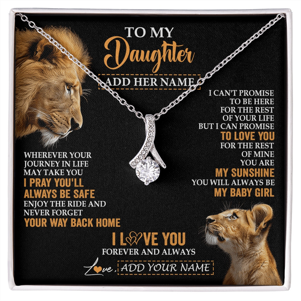 Alluring Beauty Necklace 14K White Gold Finish | 1 | Personalized To My Daughter Gifts Necklace From Dad Father Wherever Your Journey In Life Lion Daughter Birthday Gifts Christmas Custom Gift Box Message Card | https://siriusteestore.