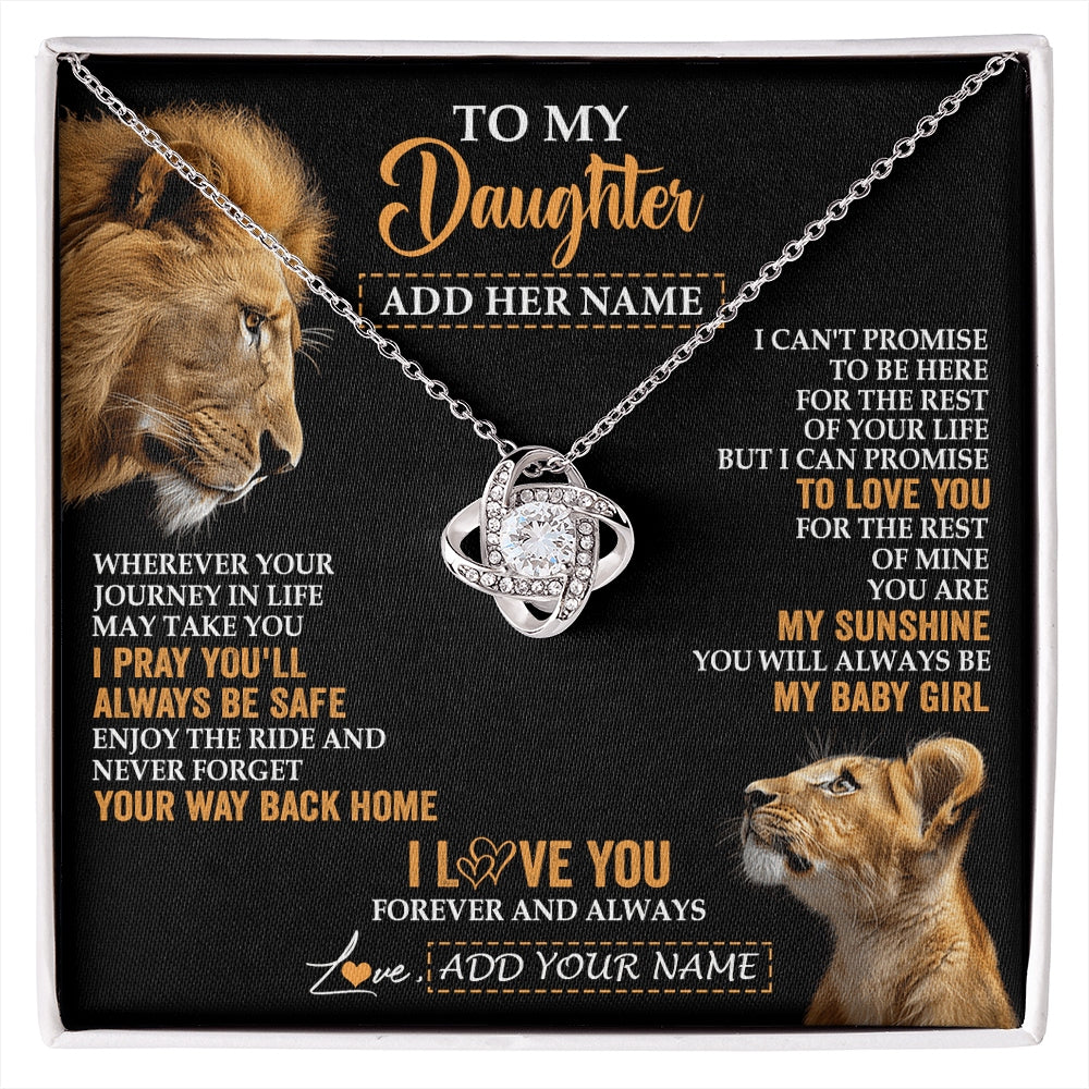 Love Knot Necklace 14K White Gold Finish | 1 | Personalized To My Daughter Gifts Necklace From Dad Father Wherever Your Journey In Life Lion Daughter Birthday Gifts Christmas Custom Gift Box Message Card | https://siriusteestore.