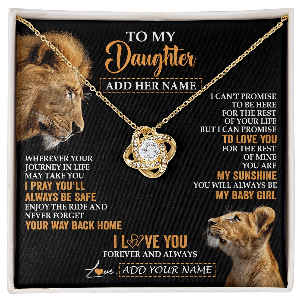 Love Knot Necklace 18K Yellow Gold Finish | 1 | Personalized To My Daughter Gifts Necklace From Dad Father Wherever Your Journey In Life Lion Daughter Birthday Gifts Christmas Custom Gift Box Message Card | https://siriusteestore.