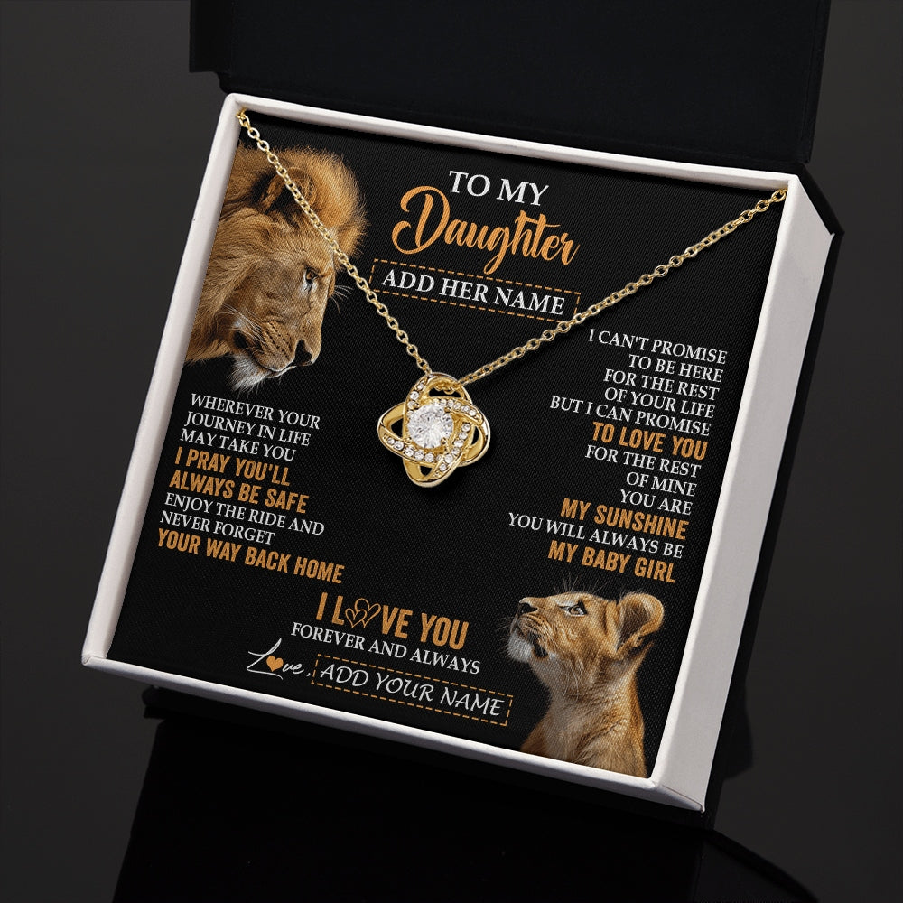 Love Knot Necklace 18K Yellow Gold Finish | 2 | Personalized To My Daughter Gifts Necklace From Dad Father Wherever Your Journey In Life Lion Daughter Birthday Gifts Christmas Custom Gift Box Message Card | https://siriusteestore.