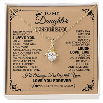 Alluring Beauty Necklace 18K Yellow Gold Finish | 1 | Personalized To My Daughter Gifts Necklace From Dad Mom Never Forget How Much I Love You Daughter Birthday Gifts Christmas Customized Gift Box Message Card | https://siriusteestore.