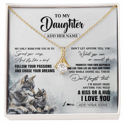 Alluring Beauty Necklace 18K Yellow Gold Finish | 1 | Personalized To My Daughter Gifts Necklace From Dad Mom Wolf My Only Wish For You Daughter Birthday Gifts Graduation Christmas Customized Gift Box Message Card | https://siriusteestore.