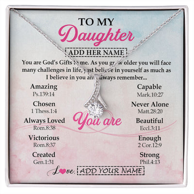 Alluring Beauty Necklace 14K White Gold Finish | 1 | Personalized To My Daughter Gifts Necklace From Mom Christian Religious Jewelry Gifts For Daughter Birthday Graduation Christmas Custom Gift Box Message Card | https://siriusteestore.