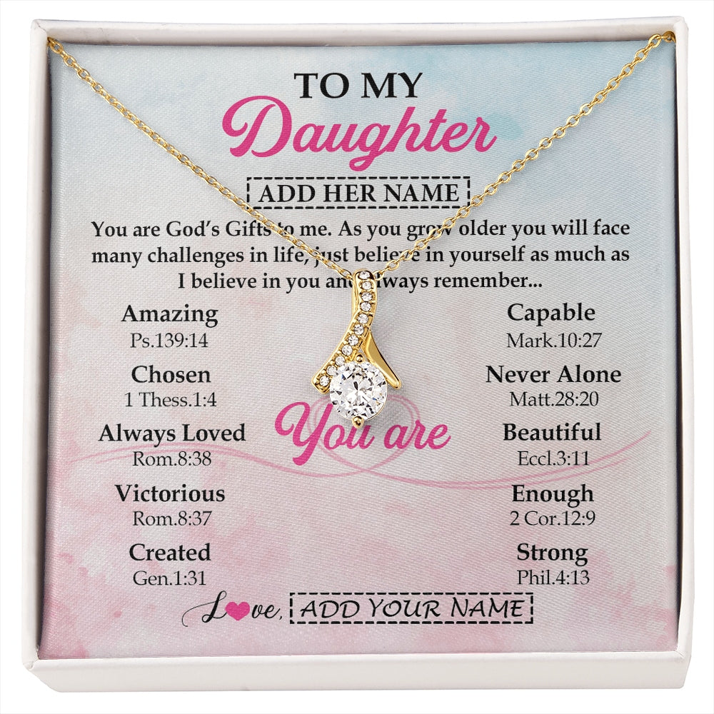 Alluring Beauty Necklace 18K Yellow Gold Finish | 1 | Personalized To My Daughter Gifts Necklace From Mom Christian Religious Jewelry Gifts For Daughter Birthday Graduation Christmas Custom Gift Box Message Card | https://siriusteestore.