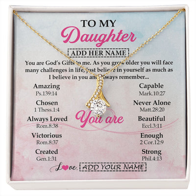 Alluring Beauty Necklace 18K Yellow Gold Finish | 1 | Personalized To My Daughter Gifts Necklace From Mom Christian Religious Jewelry Gifts For Daughter Birthday Graduation Christmas Custom Gift Box Message Card | https://siriusteestore.