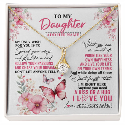 Alluring Beauty Necklace 18K Yellow Gold Finish | 1 | Personalized To My Daughter Gifts Necklace From Mom Dad Butterfly My Only Wish For You Daughter Birthday Gifts Graduation Christmas Gift Box Message Card | siriusteestore.myshopify