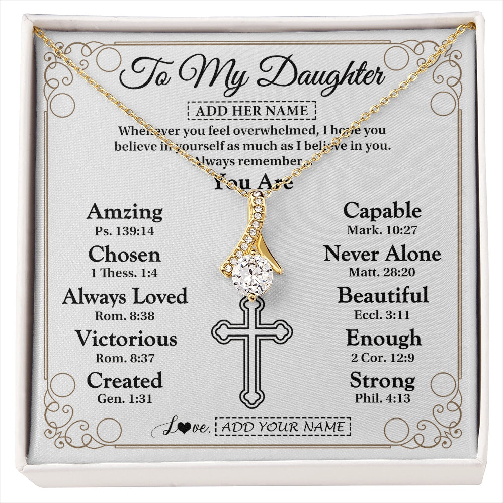 Alluring Beauty Necklace 18K Yellow Gold Finish | 1 | Personalized To My Daughter Gifts Necklace From Mom Dad Christ Christian Gifts For Daughter Birthday Christmas Graduation Custom Gift Box Message Card | https://siriusteestore.