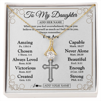 Alluring Beauty Necklace 18K Yellow Gold Finish | 1 | Personalized To My Daughter Gifts Necklace From Mom Dad Christ Christian Gifts For Daughter Birthday Christmas Graduation Custom Gift Box Message Card | https://siriusteestore.