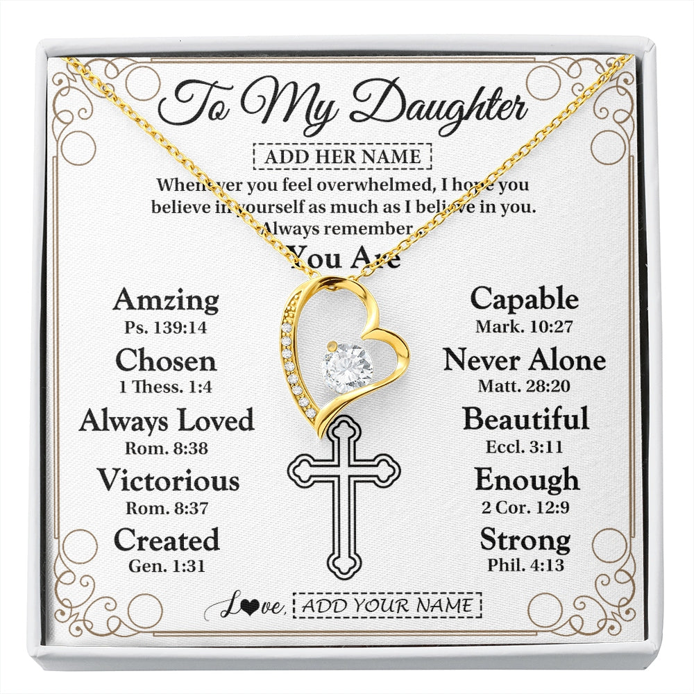 Forever Love Necklace 18K Yellow Gold Finish | 1 | Personalized To My Daughter Gifts Necklace From Mom Dad Christ Christian Gifts For Daughter Birthday Christmas Graduation Custom Gift Box Message Card | https://siriusteestore.