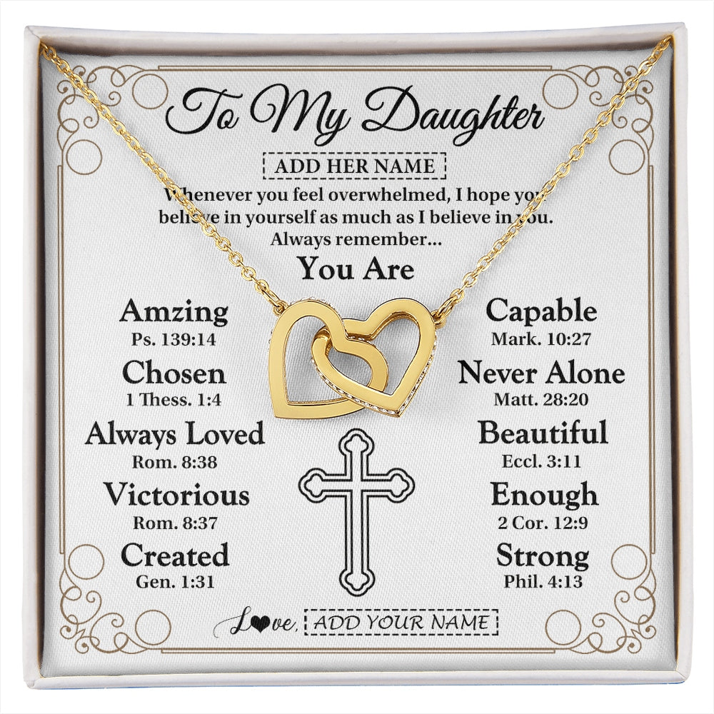 Interlocking Hearts Necklace 18K Yellow Gold Finish | 1 | Personalized To My Daughter Gifts Necklace From Mom Dad Christ Christian Gifts For Daughter Birthday Christmas Graduation Custom Gift Box Message Card | https://siriusteestore.