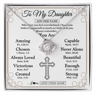 Love Knot Necklace 14K White Gold Finish | 1 | Personalized To My Daughter Gifts Necklace From Mom Dad Christ Christian Gifts For Daughter Birthday Christmas Graduation Custom Gift Box Message Card | https://siriusteestore.
