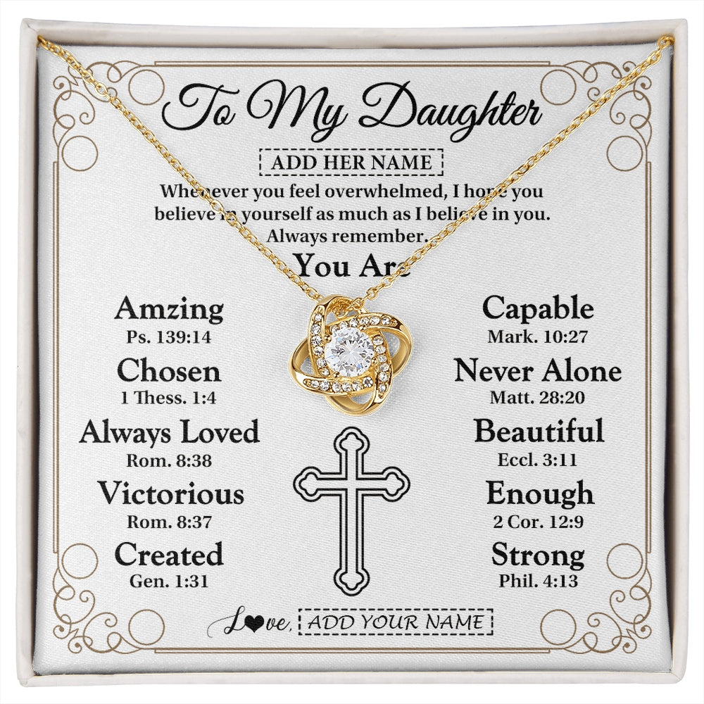 Love Knot Necklace 18K Yellow Gold Finish | 1 | Personalized To My Daughter Gifts Necklace From Mom Dad Christ Christian Gifts For Daughter Birthday Christmas Graduation Custom Gift Box Message Card | https://siriusteestore.