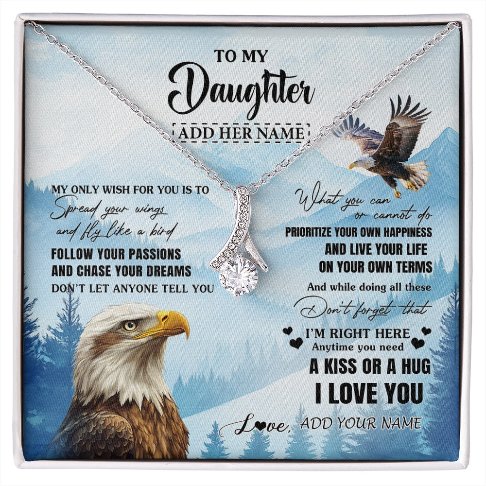 Alluring Beauty Necklace 14K White Gold Finish | 1 | Personalized To My Daughter Gifts Necklace From Mom Dad Eagle My Only Wish For You Daughter Birthday Gifts Graduation Christmas Custom Gift Box Message Card | siriusteestore.myshopify