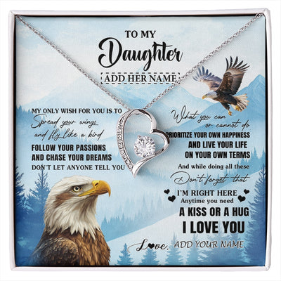 Forever Love Necklace 14K White Gold Finish | 1 | Personalized To My Daughter Gifts Necklace From Mom Dad Eagle My Only Wish For You Daughter Birthday Gifts Graduation Christmas Custom Gift Box Message Card | siriusteestore.myshopify
