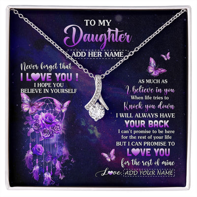 Alluring Beauty Necklace 14K White Gold Finish | 1 | Personalized To My Daughter Gifts Necklace From Mom Dad Floral Butterfly Love You Daughter Birthday Gifts Graduation Christmas Custom Gift Box Message Card | https://siriusteestore.