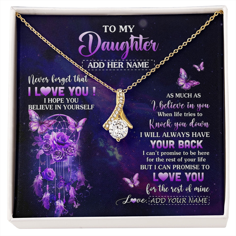Alluring Beauty Necklace 18K Yellow Gold Finish | 1 | Personalized To My Daughter Gifts Necklace From Mom Dad Floral Butterfly Love You Daughter Birthday Gifts Graduation Christmas Custom Gift Box Message Card | https://siriusteestore.