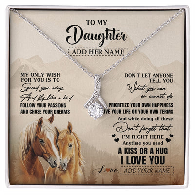 Alluring Beauty Necklace 14K White Gold Finish | 1 | Personalized To My Daughter Gifts Necklace From Mom Dad Horse My Only Wish For You Daughter Birthday Gifts Graduation Christmas Custom Gift Box Message Card | https://siriusteestore.