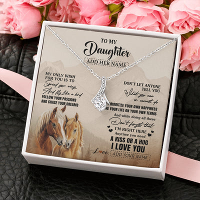 Alluring Beauty Necklace 14K White Gold Finish | 2 | Personalized To My Daughter Gifts Necklace From Mom Dad Horse My Only Wish For You Daughter Birthday Gifts Graduation Christmas Custom Gift Box Message Card | https://siriusteestore.