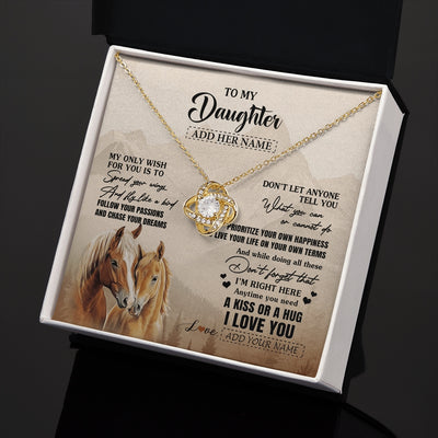 Love Knot Necklace 18K Yellow Gold Finish | 2 | Personalized To My Daughter Gifts Necklace From Mom Dad Horse My Only Wish For You Daughter Birthday Gifts Graduation Christmas Custom Gift Box Message Card | https://siriusteestore.