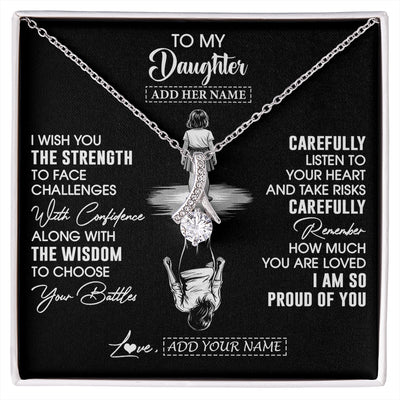 Alluring Beauty Necklace 14K White Gold Finish | 1 | Personalized To My Daughter Gifts Necklace From Mom Dad I Wish You The Strength Daughter Birthday Gifts Christmas Graduation Custom Gift Box Message Card | https://siriusteestore.