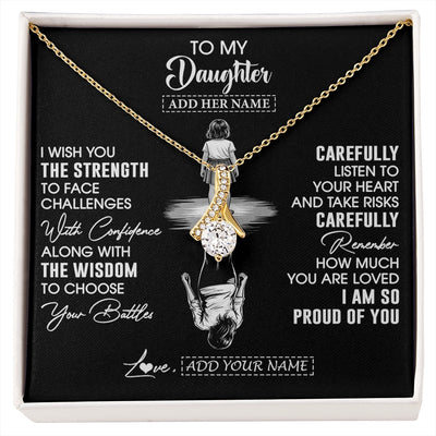 Alluring Beauty Necklace 18K Yellow Gold Finish | 1 | Personalized To My Daughter Gifts Necklace From Mom Dad I Wish You The Strength Daughter Birthday Gifts Christmas Graduation Custom Gift Box Message Card | https://siriusteestore.