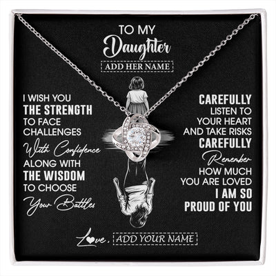 Love Knot Necklace 14K White Gold Finish | 1 | Personalized To My Daughter Gifts Necklace From Mom Dad I Wish You The Strength Daughter Birthday Gifts Christmas Graduation Custom Gift Box Message Card | https://siriusteestore.