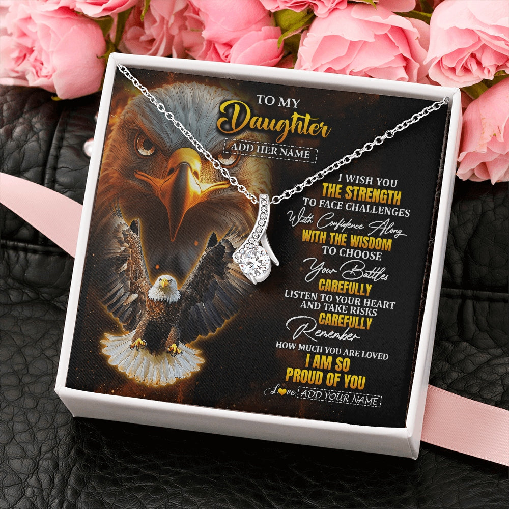 Alluring Beauty Necklace 14K White Gold Finish | 2 | Personalized To My Daughter Gifts Necklace From Mom Dad I Wish You The Strength Eagle Daughter Birthday Gifts Christmas Graduation Custom Gift Box Message Card | https://siriusteestore.