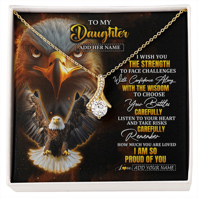 Alluring Beauty Necklace 18K Yellow Gold Finish | 1 | Personalized To My Daughter Gifts Necklace From Mom Dad I Wish You The Strength Eagle Daughter Birthday Gifts Christmas Graduation Custom Gift Box Message Card | https://siriusteestore.