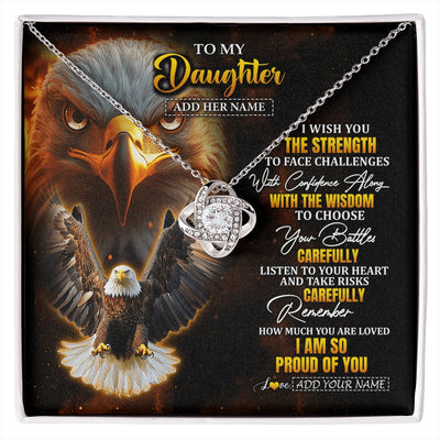 Love Knot Necklace 14K White Gold Finish | 1 | Personalized To My Daughter Gifts Necklace From Mom Dad I Wish You The Strength Eagle Daughter Birthday Gifts Christmas Graduation Custom Gift Box Message Card | https://siriusteestore.