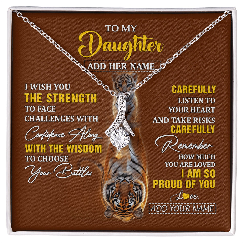Alluring Beauty Necklace 14K White Gold Finish | 1 | Personalized To My Daughter Gifts Necklace From Mom Dad I Wish You The Strength Tiger Daughter Birthday Gifts Christmas Graduation Custom Gift Box Message Card | https://siriusteestore.