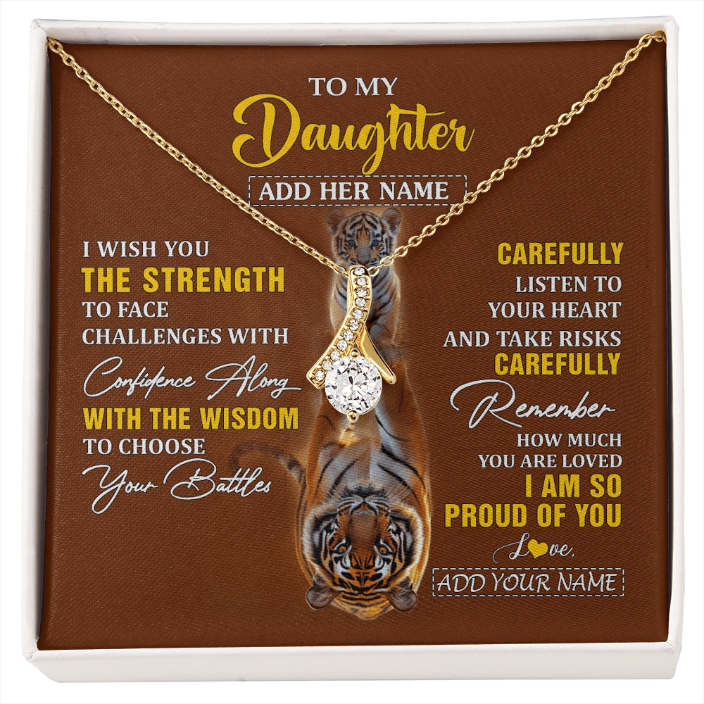 Alluring Beauty Necklace 18K Yellow Gold Finish | 1 | Personalized To My Daughter Gifts Necklace From Mom Dad I Wish You The Strength Tiger Daughter Birthday Gifts Christmas Graduation Custom Gift Box Message Card | https://siriusteestore.
