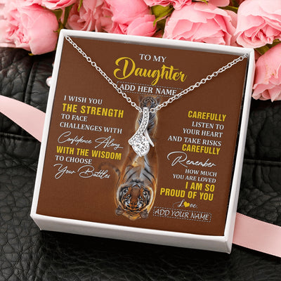 Alluring Beauty Necklace 14K White Gold Finish | 2 | Personalized To My Daughter Gifts Necklace From Mom Dad I Wish You The Strength Tiger Daughter Birthday Gifts Christmas Graduation Custom Gift Box Message Card | https://siriusteestore.