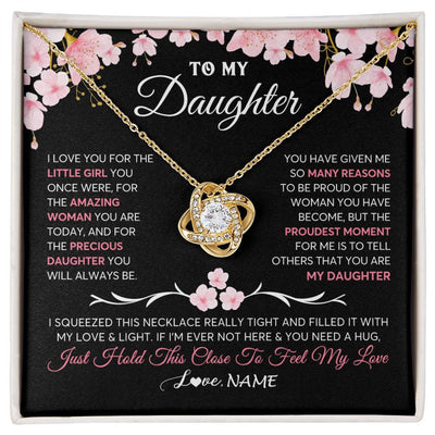 Love Knot Necklace 18K Yellow Gold Finish | 1 | Personalized To My Daughter Gifts Necklace From Mom Dad Mother Father Love Precious Daughter Birthday Graduation Christmas Customized Gift Box Message Card | siriusteestore