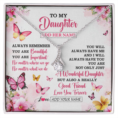 Alluring Beauty Necklace 14K White Gold Finish | 1 | Personalized To My Daughter Gifts Necklace From Mom Dad Mother Father You Are Beautiful Birthday Gifts For Daughter Graduation Christmas Gift Box Message Card | https://siriusteestore.