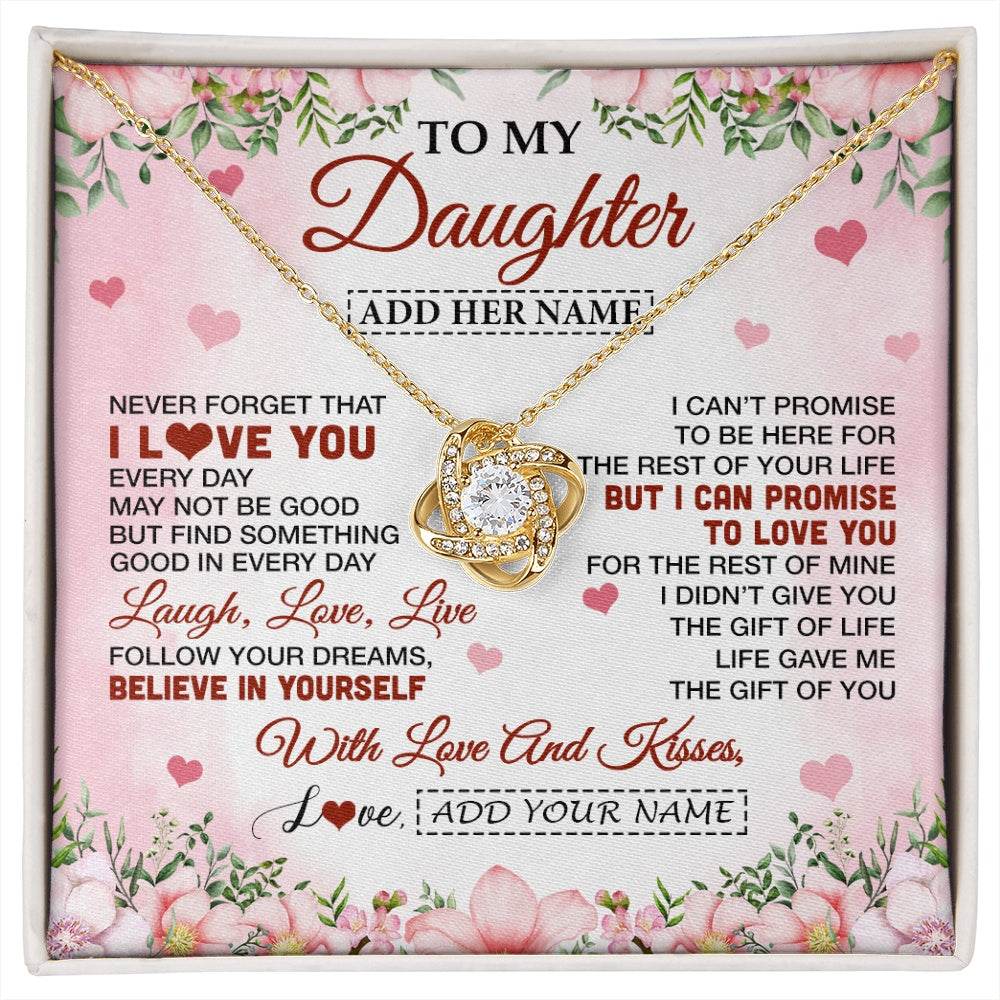 Love Knot Necklace 18K Yellow Gold Finish | 1 | Personalized To My Daughter Gifts Necklace From Mom Dad Mother Floral I Love You Birthday Gifts For Daughter Graduation Christmas Customized Gift Box Message Card | https://siriusteestore.