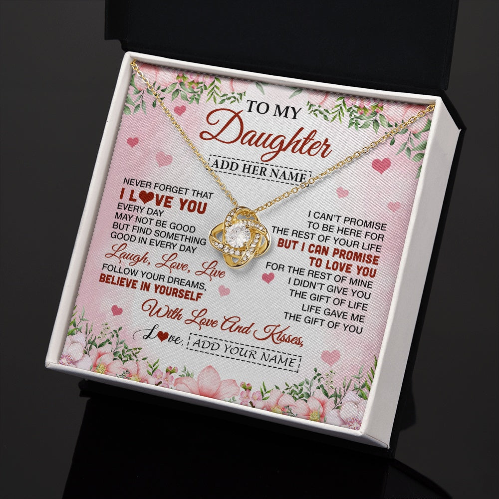Love Knot Necklace 18K Yellow Gold Finish | 2 | Personalized To My Daughter Gifts Necklace From Mom Dad Mother Floral I Love You Birthday Gifts For Daughter Graduation Christmas Customized Gift Box Message Card | https://siriusteestore.