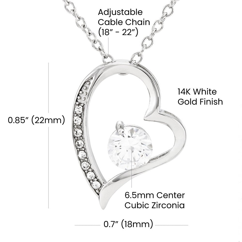 Forever Love Necklace 14K White Gold Finish | 4 | Personalized To My Daughter Gifts Necklace From Mom Dad Mother I Wish You The Strength Butterfly Daughter Birthday Christmas Custom Gift Box Message Card | https://siriusteestore.